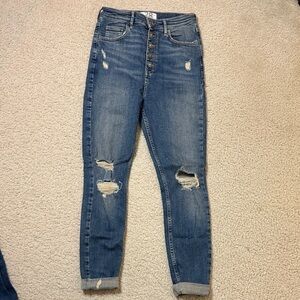 We The Free Blue Distressed Skinny Jeans